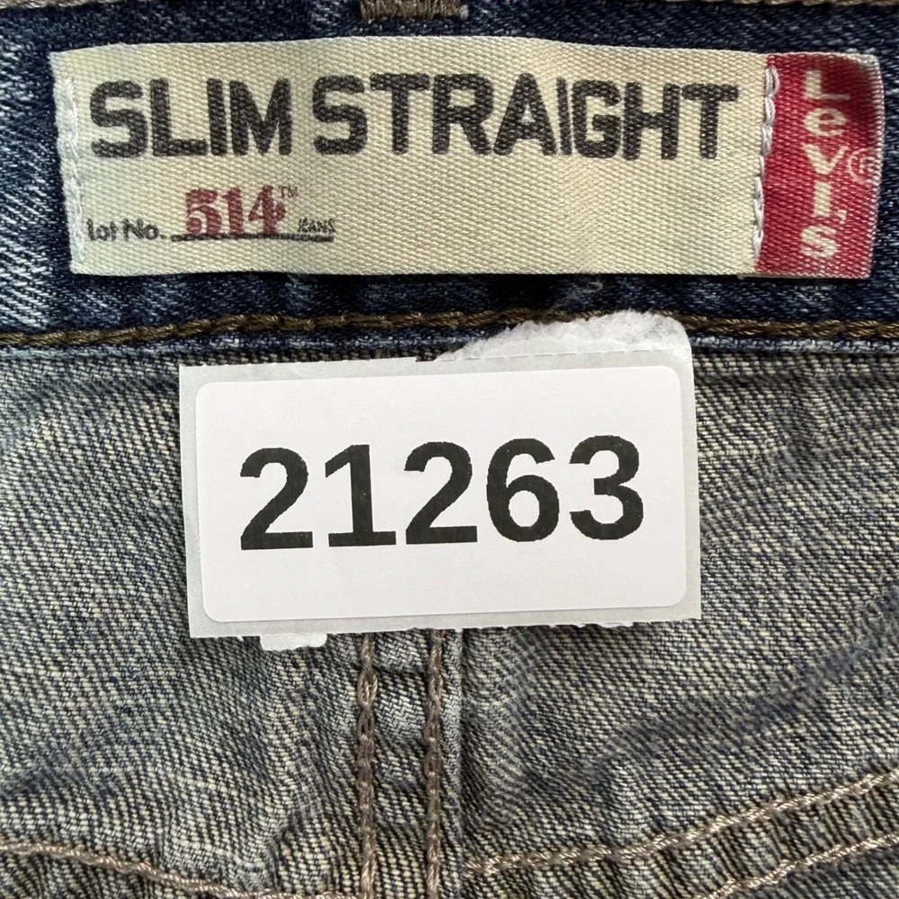 Levis 514 Jeans Mens 34x34 Blue Denim Slim Straight Leg Medium Wash Workwear